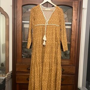Christy Dawn Mustard Long Sleeve Dress